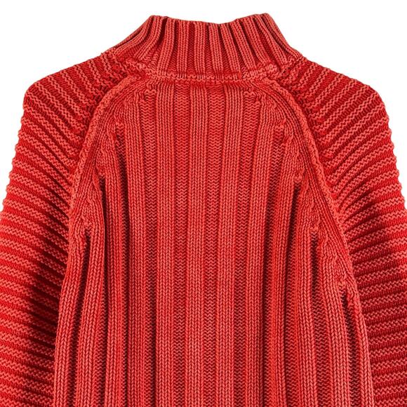 Free People Sweetheart Chunky Rib Knit Sweater In Love Glare Red Orange - Picture 5 of 13